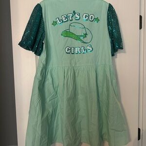 Peach Love California Teal Sequin Dress